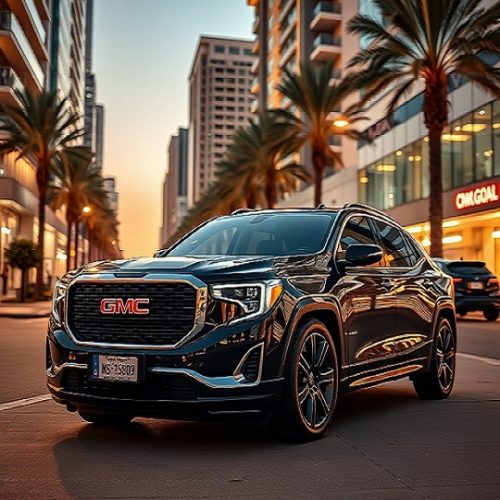 ها هي الصورة الواقعية للسيارة gmc الفاخرة باللون الأسود اللامع في شوارع الكويت. أتمنى أن تنال إعجابك!